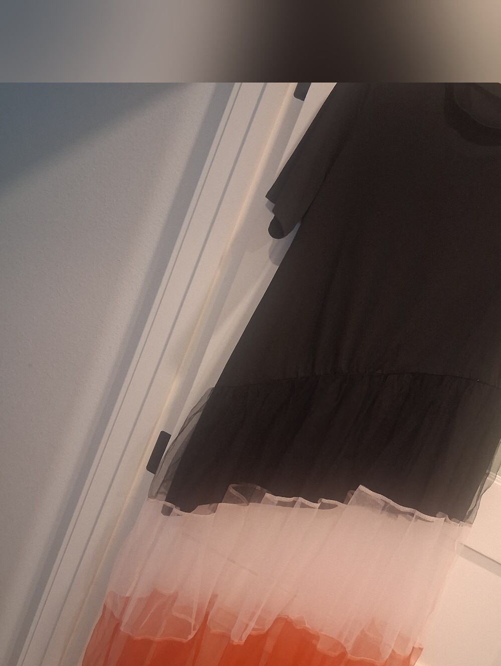 Black to Red Ombre Tiered Maxi Dress